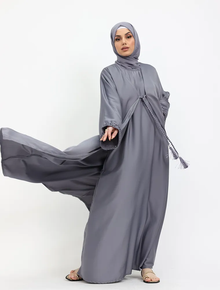 Grey Naira Abaya 2 Peice